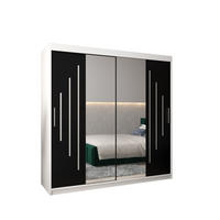 SCHWEBETÜRENSCHRANK 200/200/62 2-türig - Silberfarben/Schwarz, Holz/Kunststoff (200/200/62cm) - Abiks Möbel