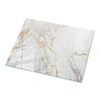 TISCHPLATTE 80x60 cm Eleganter Marmor mit Adern - Goldfarben/Weiß, Glas (80/60/0.4cm) - TULUP