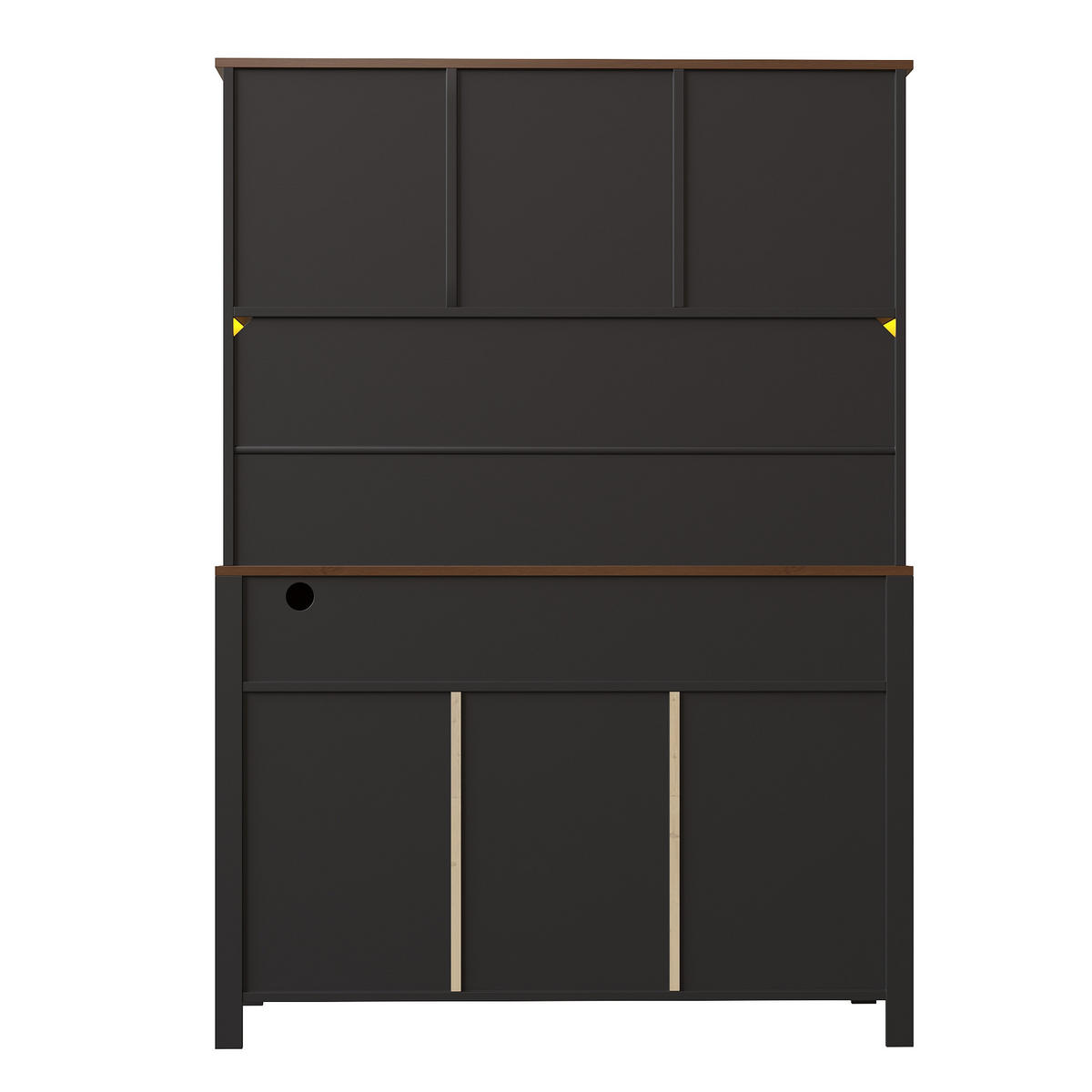 BUFFET DE-38415 120/40/170 cm mit LED-Beleuchtung und Steckdosen Schwarz - Schwarz, Holzwerkstoff (120/170/40cm) - ComfortXL
