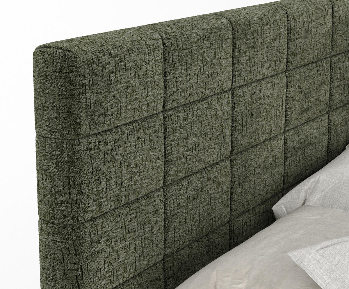 BOXSPRINGBETT Ava Olivenfarbe 140/200 cm - Schwarz/Olivgrün, Holz/Holzwerkstoff (140/200cm) - Maison de Reve