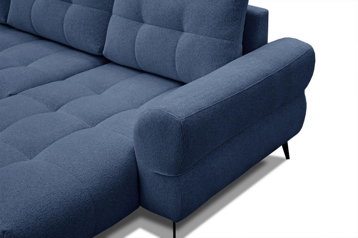 ECKSOFA SALVINI 4-Sitzer, dunkelblau - Schwarz/Dunkelblau, Holzwerkstoff/Textil (292/158cm) - Courtois Laville