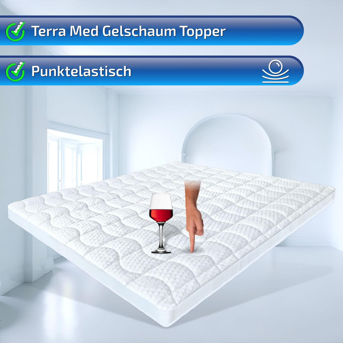 GEL-TOPPER Terramed Gel Komfort 140x200 8cm Hoch - Weiß, Textil (140/200cm) - Matratzen Perfekt