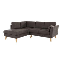 ECKSOFA Mario Braun - Khaki Microfaser - Dunkelbraun/Naturfarben, Buchenholz/Textil (221/186cm) - S-Style Möbel
