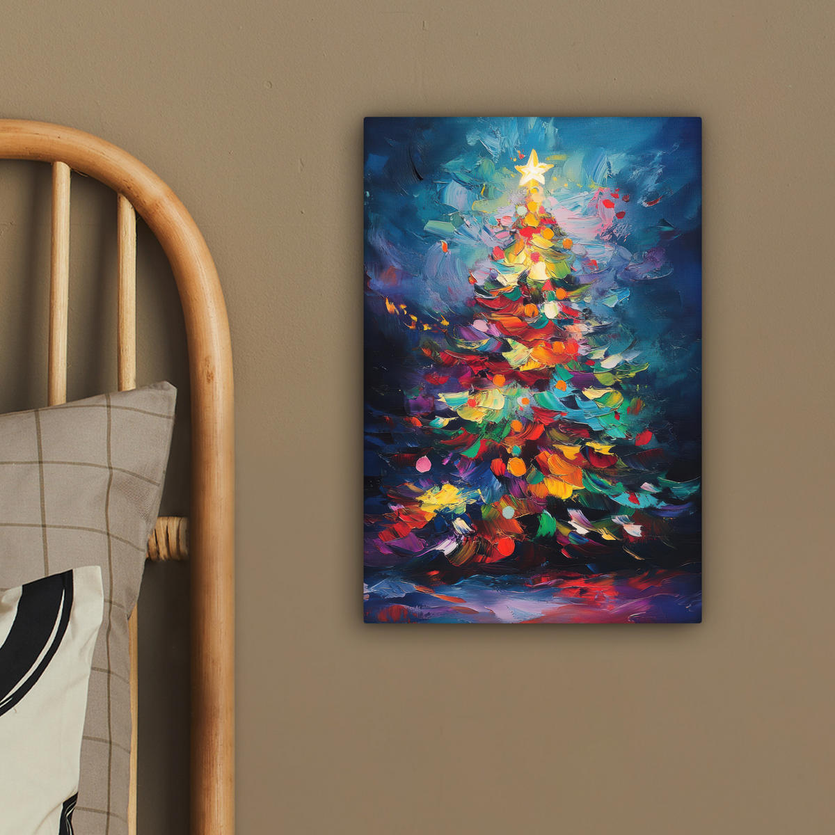 LEINWANDBILD Weihnachtsbaum - Weihnachten - Abstrakt - Farbenfroh 20x30 cm - Multicolor, Textil (20/30cm) - MuchoWow