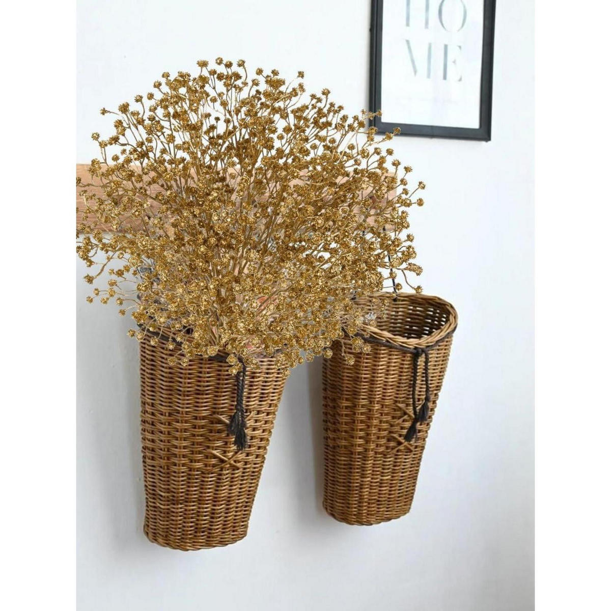 KUNSTBLUMEN 10 Stück Schleierkraut Gold 60 cm - Goldfarben, Kunststoff (60cm)