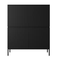 HIGHBOARD Bemmi Schwarz mit schwarzen Beinen 4-türig 100 cm - Schwarz, Holzwerkstoff/Metall (100/122/35cm) - Selsey