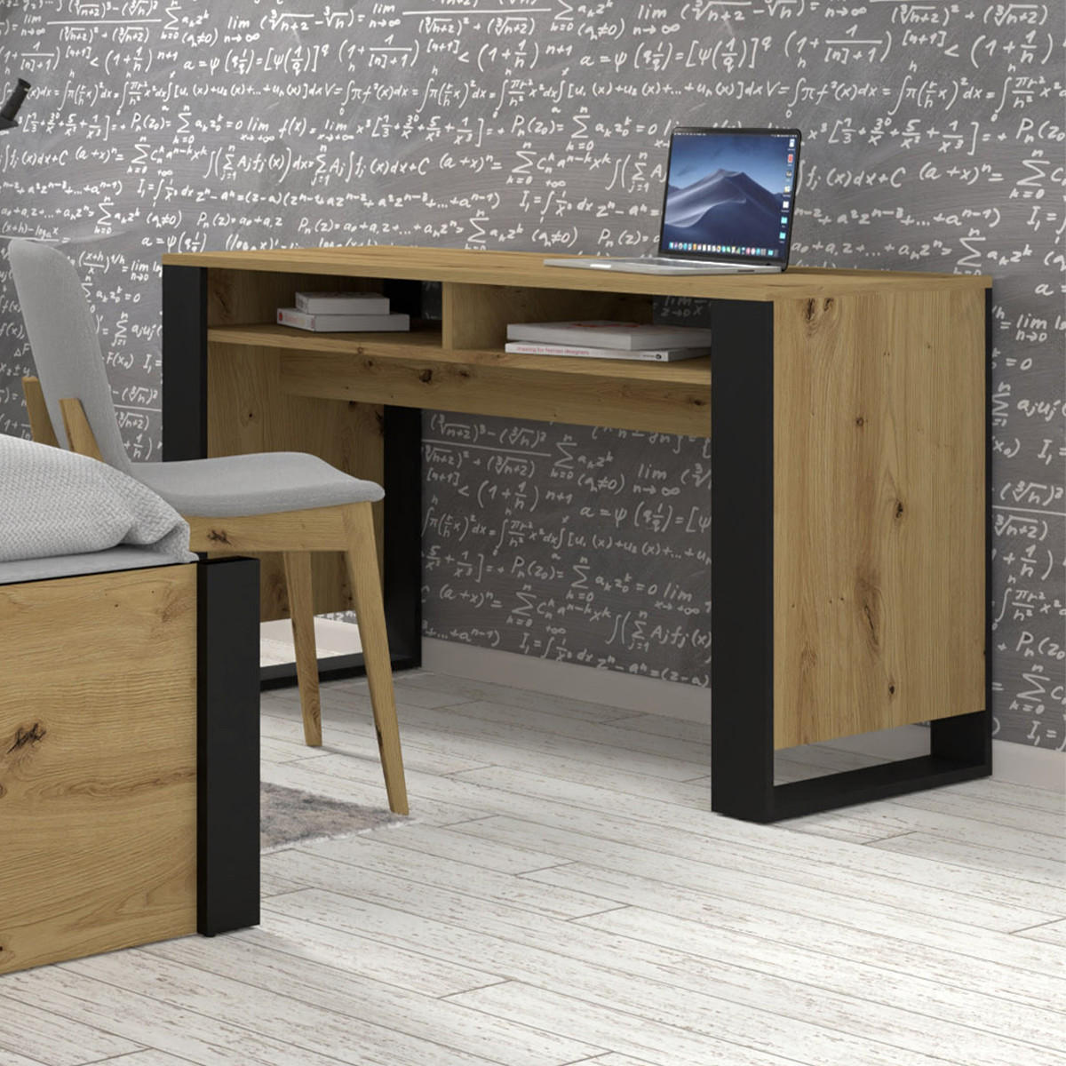 SCHREIBTISCH Gani Holz und Mattschwarz - Schwarz, Holzwerkstoff (55/120/75cm) - Petits-meubles