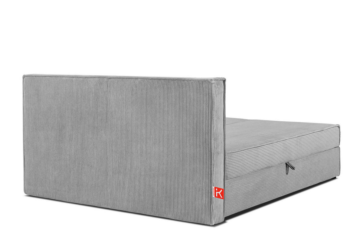 BOXSPRINGBETT ROTI mit Stauraum, hellgrau - Hellgrau/Schwarz, Holz/Holzwerkstoff (160/200cm) - KONSIMO®