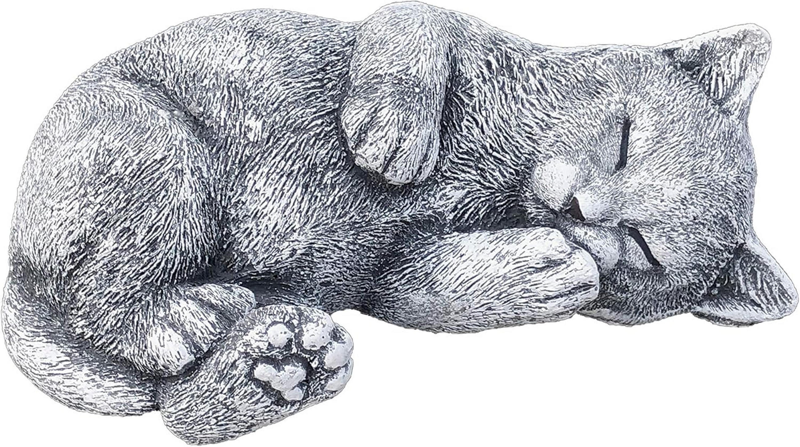 STEINFIGUR Katze Minka träumend massiver Steinguss frostfest - Grau, Stein (19/7/12cm) - stoneandstyle