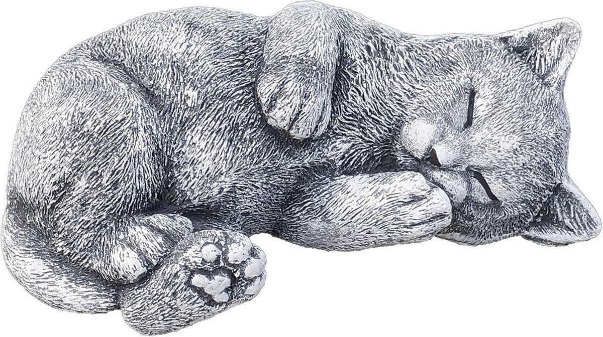 STEINFIGUR Katze Minka träumend massiver Steinguss frostfest - Grau, Stein (19/7/12cm) - stoneandstyle