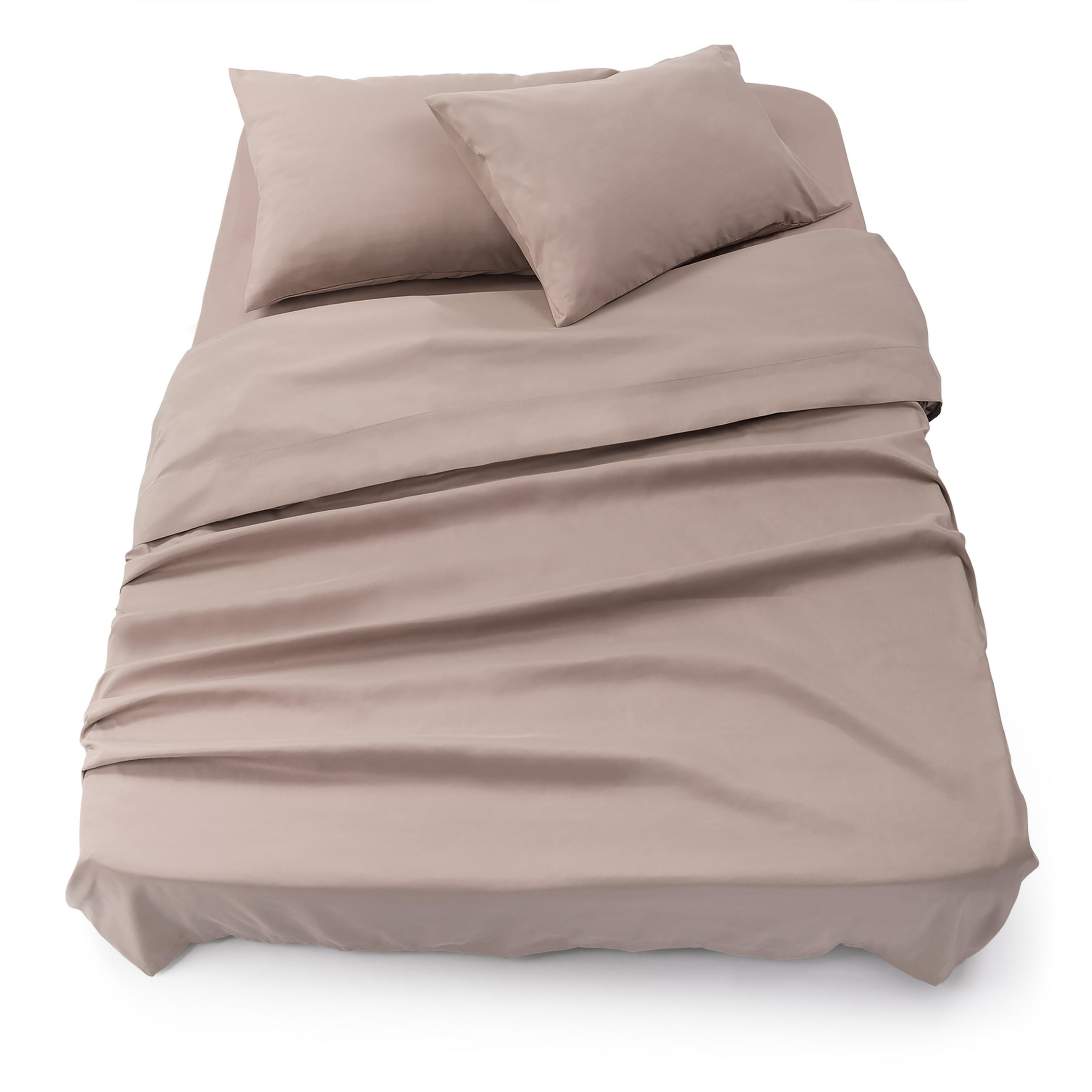 BETTLAKEN 3er Set - Spannbettlaken 180x200x30cm 2X Kissenbezug 50x80cm - Taupe - Beige, Textil (180/200cm)