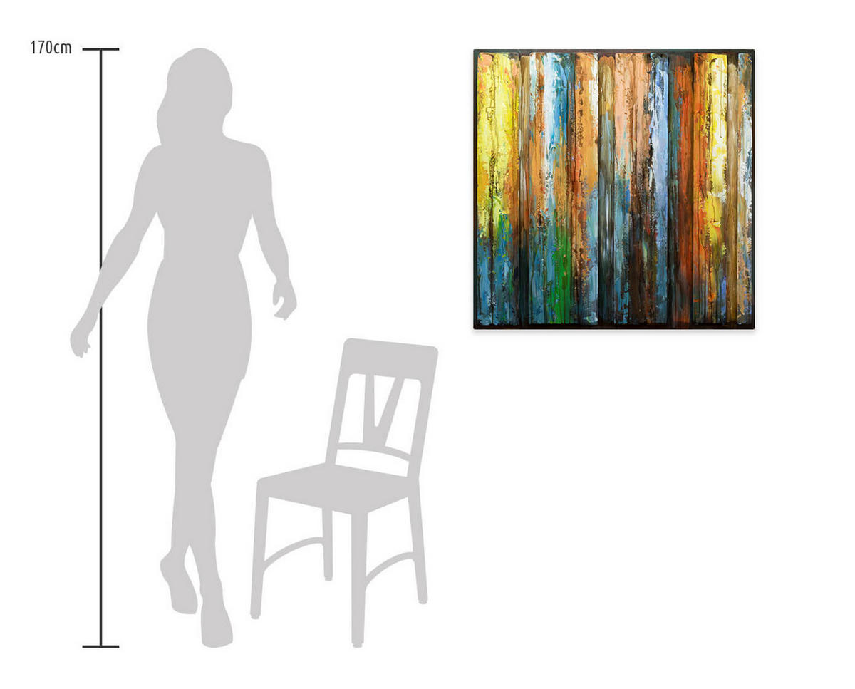 METALLBILD Bunt 80/80 cm - Multicolor, Metall (5.42/80cm) - KUNSTLOFT