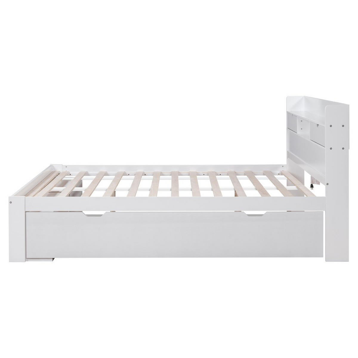 JUGENDBETT 140/200 cm in Weiß mit Großer Stauraum - Weiß, Holz (140/200cm) - KOMHTOM