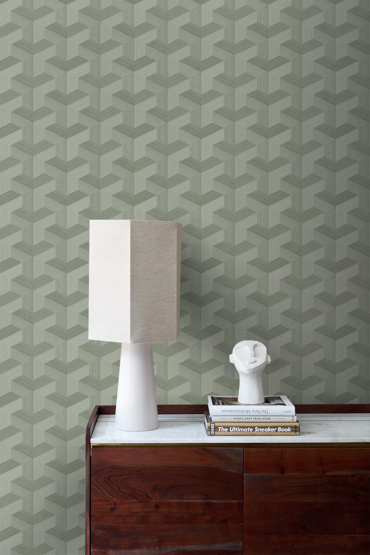 TAPETE 3D-Muster 50 x 900 cm - Grün, Papier (50/900cm) - Origin Wallcoverings