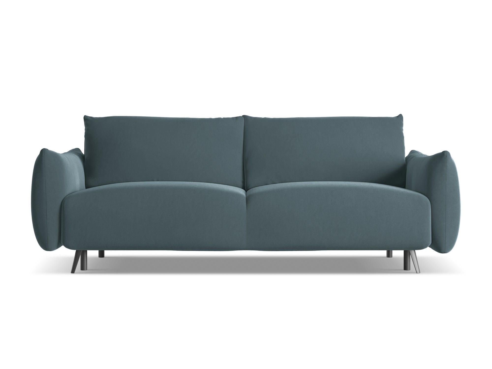 3-SITZER SOFA mit Schlaffunktion Samt Stoff Blau - Blau/Petrol, Textil/Metall (230/86/105cm) - Makamii