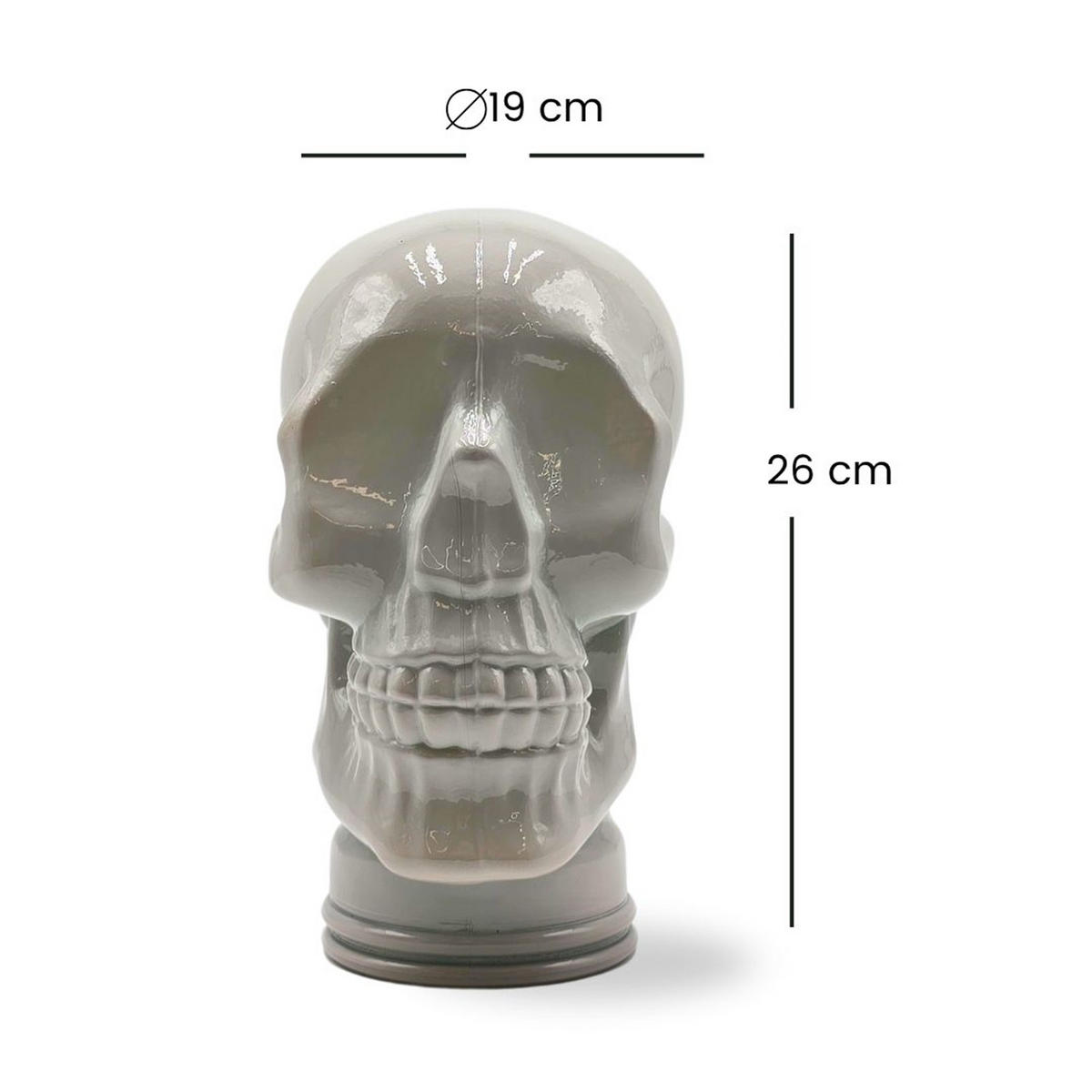 KOPFHÖRERSTÄNDER TOTENKOPF Glas OP3 hellgrau - Hellgrau, Glas (19/26/19cm) - DESIGN DELIGHTS