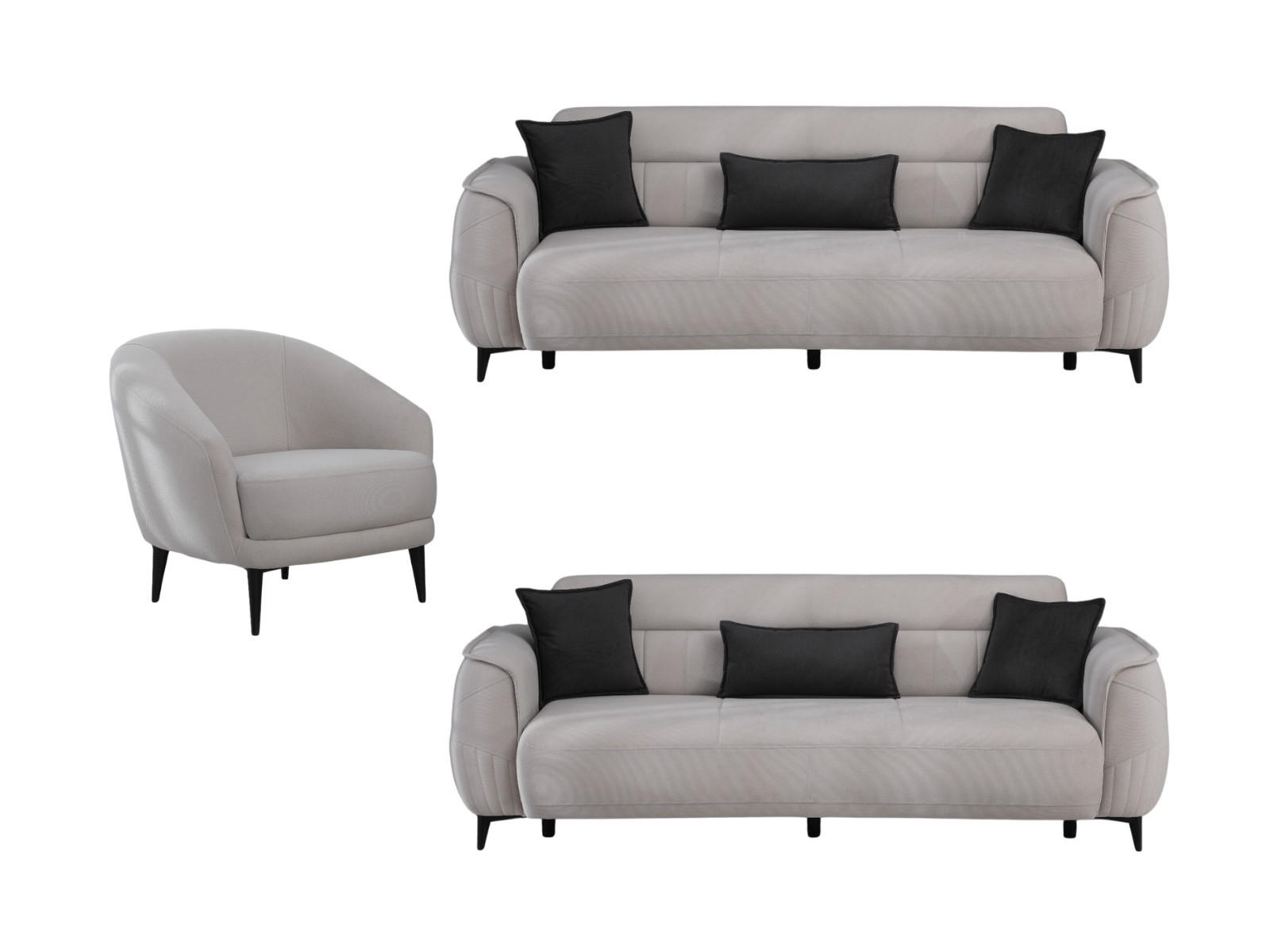 SITZGARNITUR Cordoba, Beige Stellvariante 3+2+1 - Beige, Holzwerkstoff/Kunststoff (245/85/104cm)