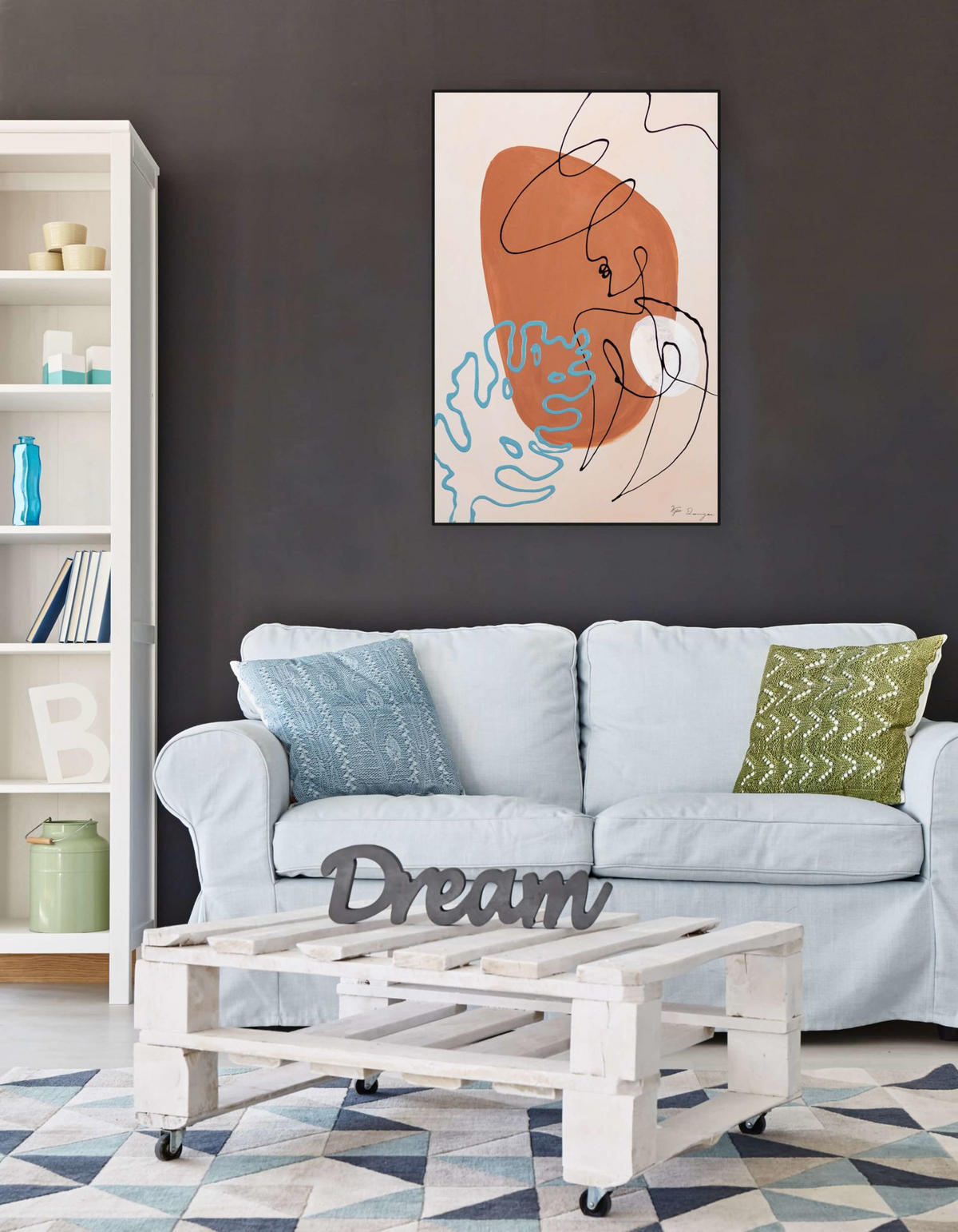 ACRYLBILD HANDGEMALT 60/90 cm - Pink/Beige, Holz/Textil (60/90cm) - KUNSTLOFT