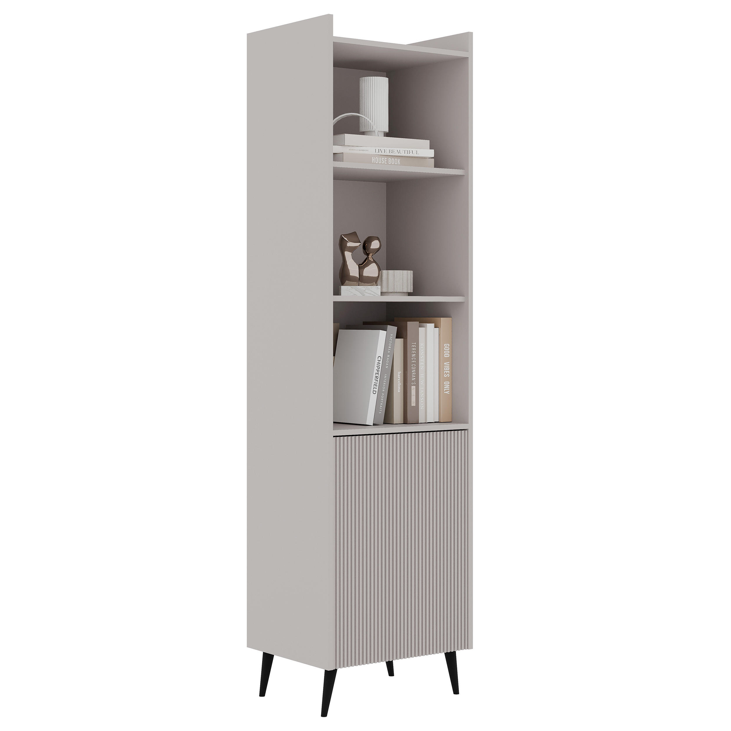 BÜCHERREGAL SCALA 52/41/180 cm, Kaschmir - Kaschmir/Schwarz, Holzwerkstoff/Metall (52/180/41cm) - Idohome