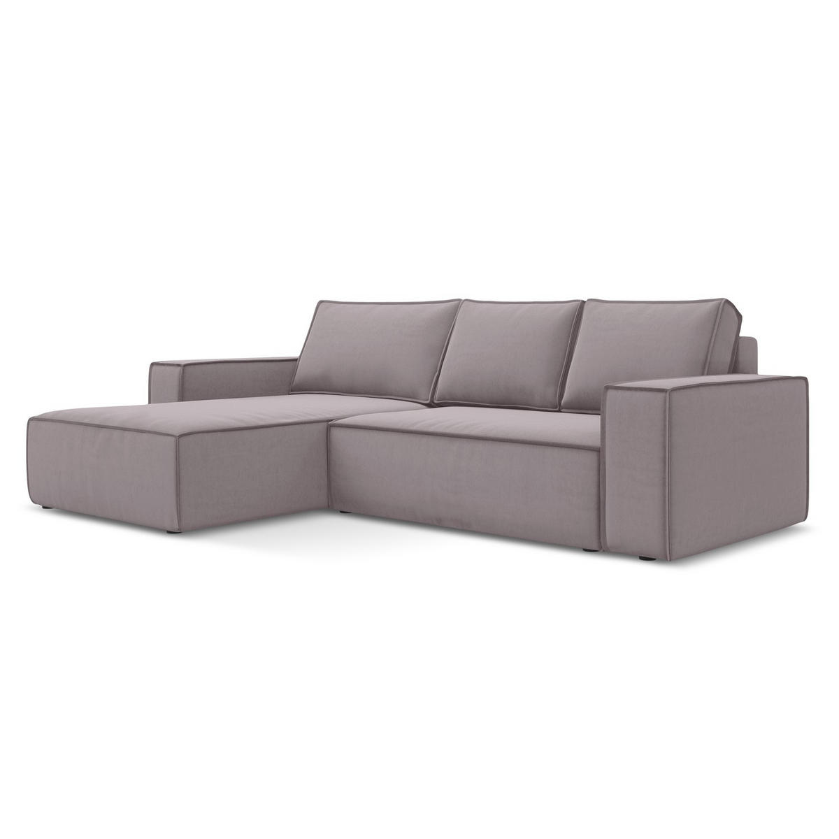 ECKSOFA mit Schlaffunktion Samt Stoff Violett - Lila/Flieder, Kunststoff/Textil (185/290cm) - LaMiaSofa