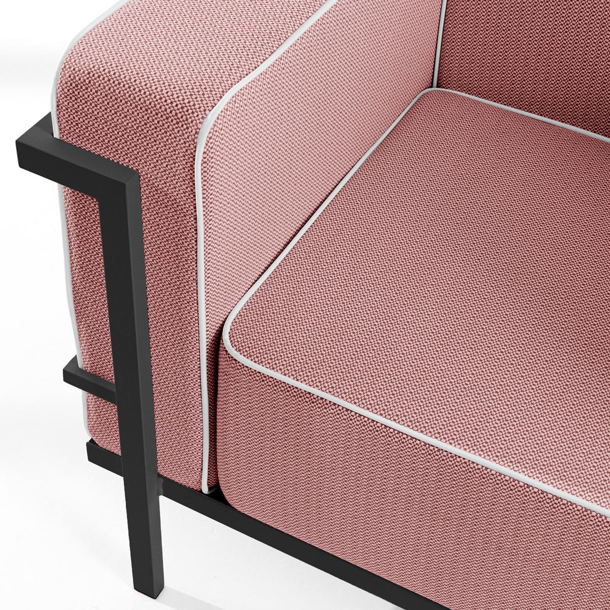 GARTENSOFA TRIGLO 3-Personen, Stahlrahmen, Modern, Dunkelgrau - Dunkelgrau/Rot, Textil/Metall (229/70/69cm) - KONSIMO®