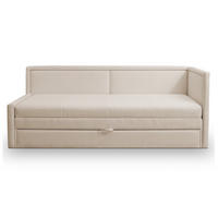 JUGENDBETT Caprili Hellbeige mit Bettkasten - Ecru/Schwarz, Kunststoff/Textil (163/189cm) - Selsey