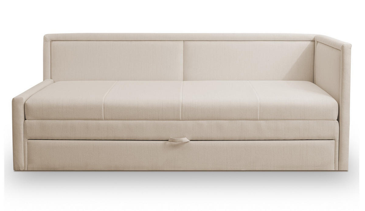 JUGENDBETT Caprili Hellbeige mit Bettkasten - Ecru/Schwarz, Kunststoff/Textil (163/189cm) - Selsey