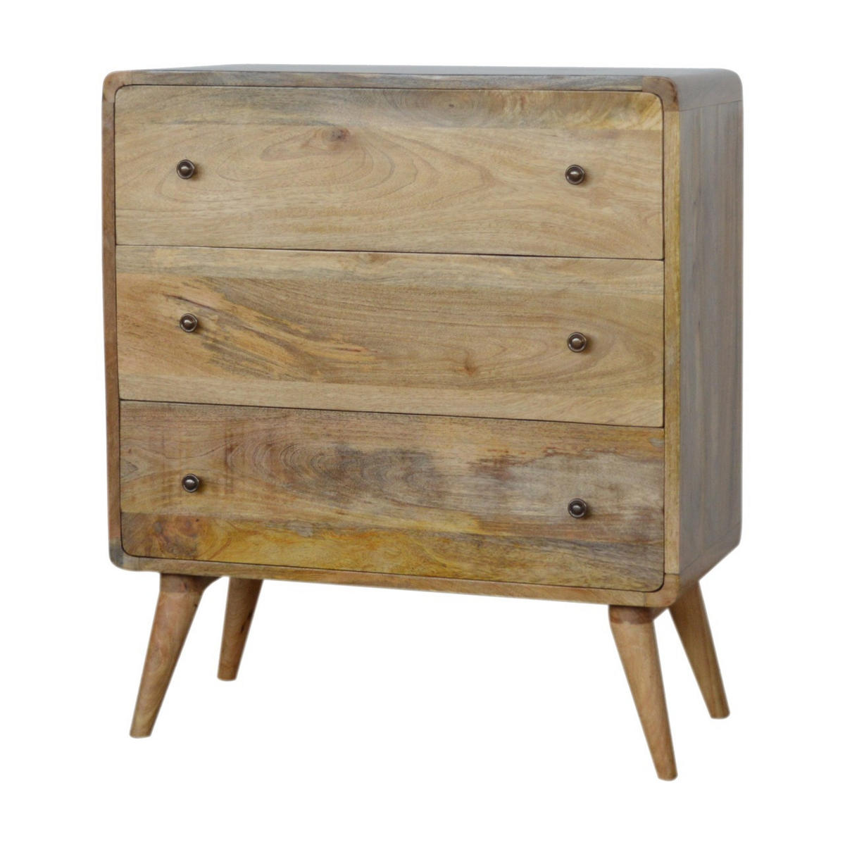 KOMMODE 3-Schubladen, Beige - Messingfarben/Braun, Holz/Metall (70/80/35cm) - Artisan Furniture