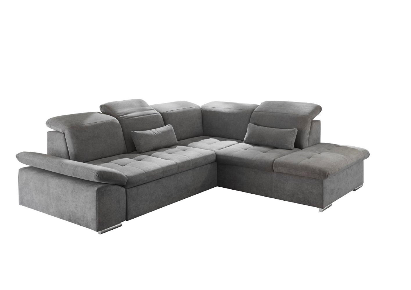 ECKSOFA mit Schlaffunktion mit Bettkasten und verstellbaren Kopf- und Rückenlehnen - Chromfarben/Dunkelgrau, Textil (240/276cm) - ed exciting design
