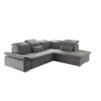 ECKSOFA mit Schlaffunktion mit Bettkasten und verstellbaren Kopf- und Rückenlehnen - Chromfarben/Dunkelgrau, Textil (240/276cm) - ed exciting design
