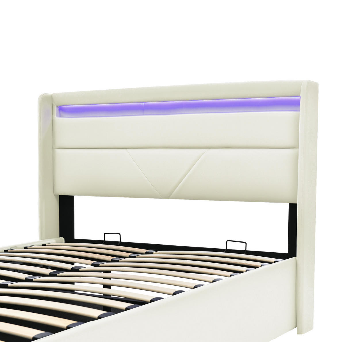 POLSTERBETT 160/200 cm Weiß aus PU mit LED-Beleuchtung - Weiß, Kunststoff (160/200cm) - OKMYHOME