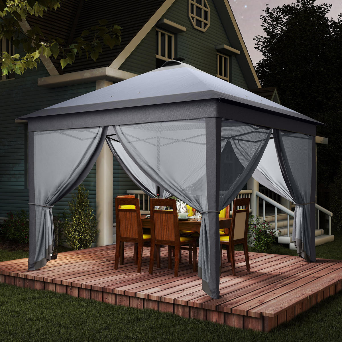 FALTPAVILLON, Weiß, Metall, Oxford - Grau, Metall (330/288/330cm) - Outsunny