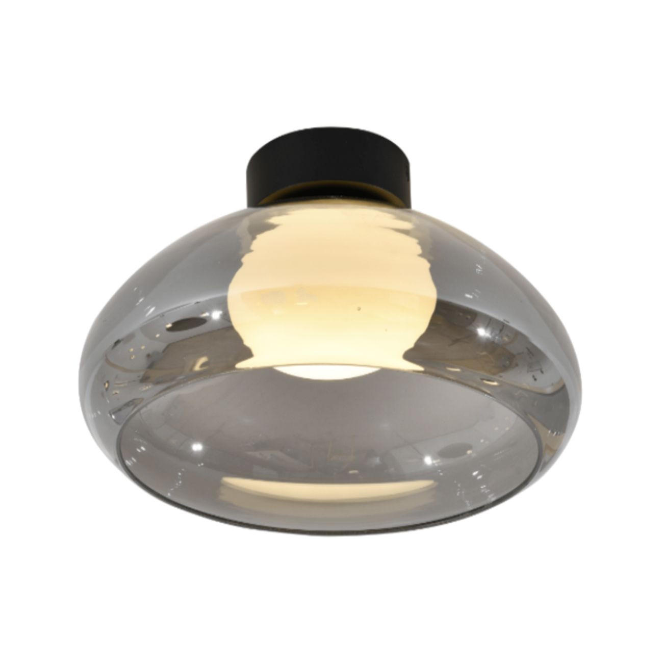 DECKENLEUCHTE Théoria, Rauchgrau und Weiß, 16cm - Grau, Glas (16/33/33cm) - KOSILUM