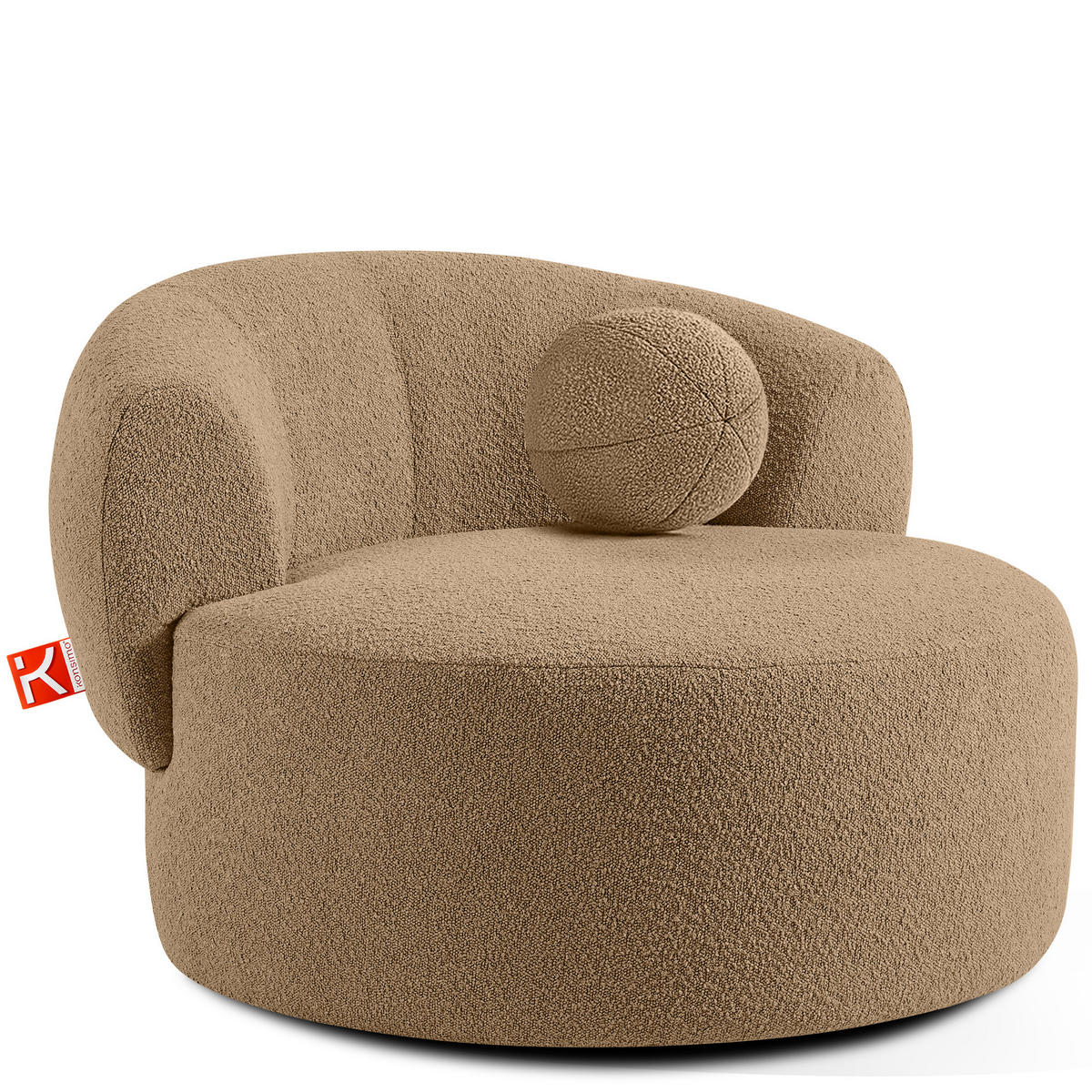 DREHSESSEL VIRA, Dunkelbeige, Bouclé - Schwarz/Braun, Holz/Holzwerkstoff (105/76/100cm) - KONSIMO®