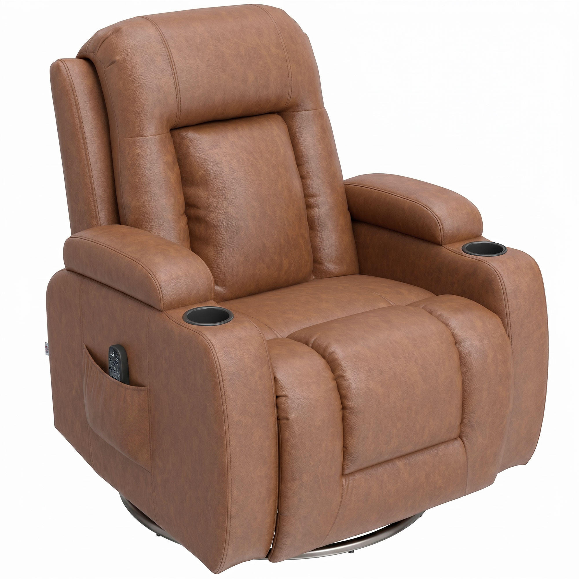 MASSAGESESSEL Kunstleder Hellbraun - Hellbraun/Schwarz, Kunststoff/Metall (85/104/94cm) - HOMCOM