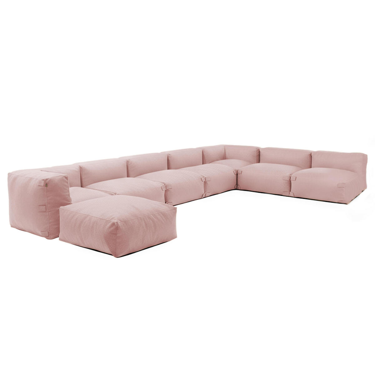 GARTENSOFA mit 8 Sitzplätzen, Puderrosa - Pink, Textil (85/65/680cm) - Oviala