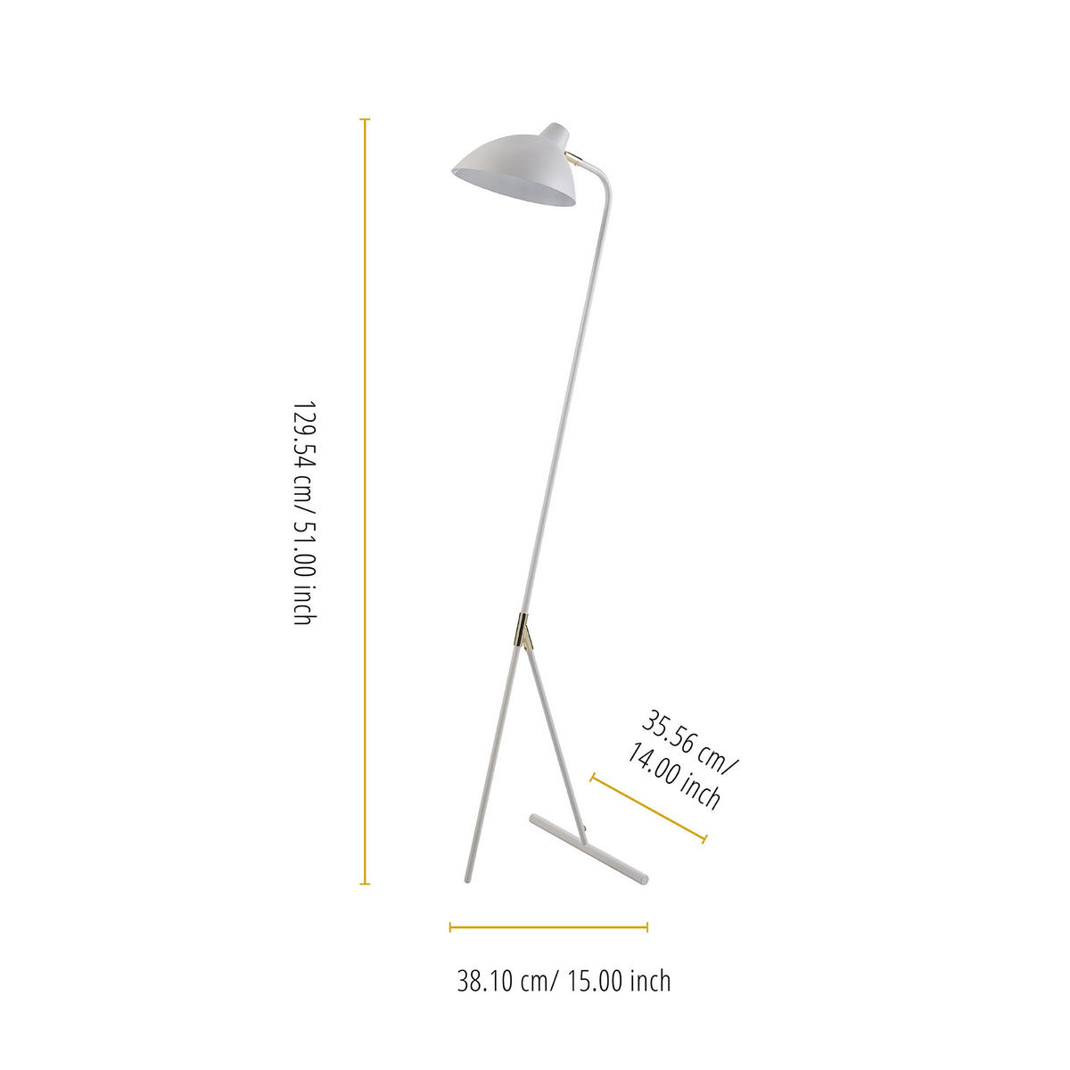 STEHLEUCHTE Weiß - Weiß, Metall (129.5/38.1/129.5cm) - Teamson Home