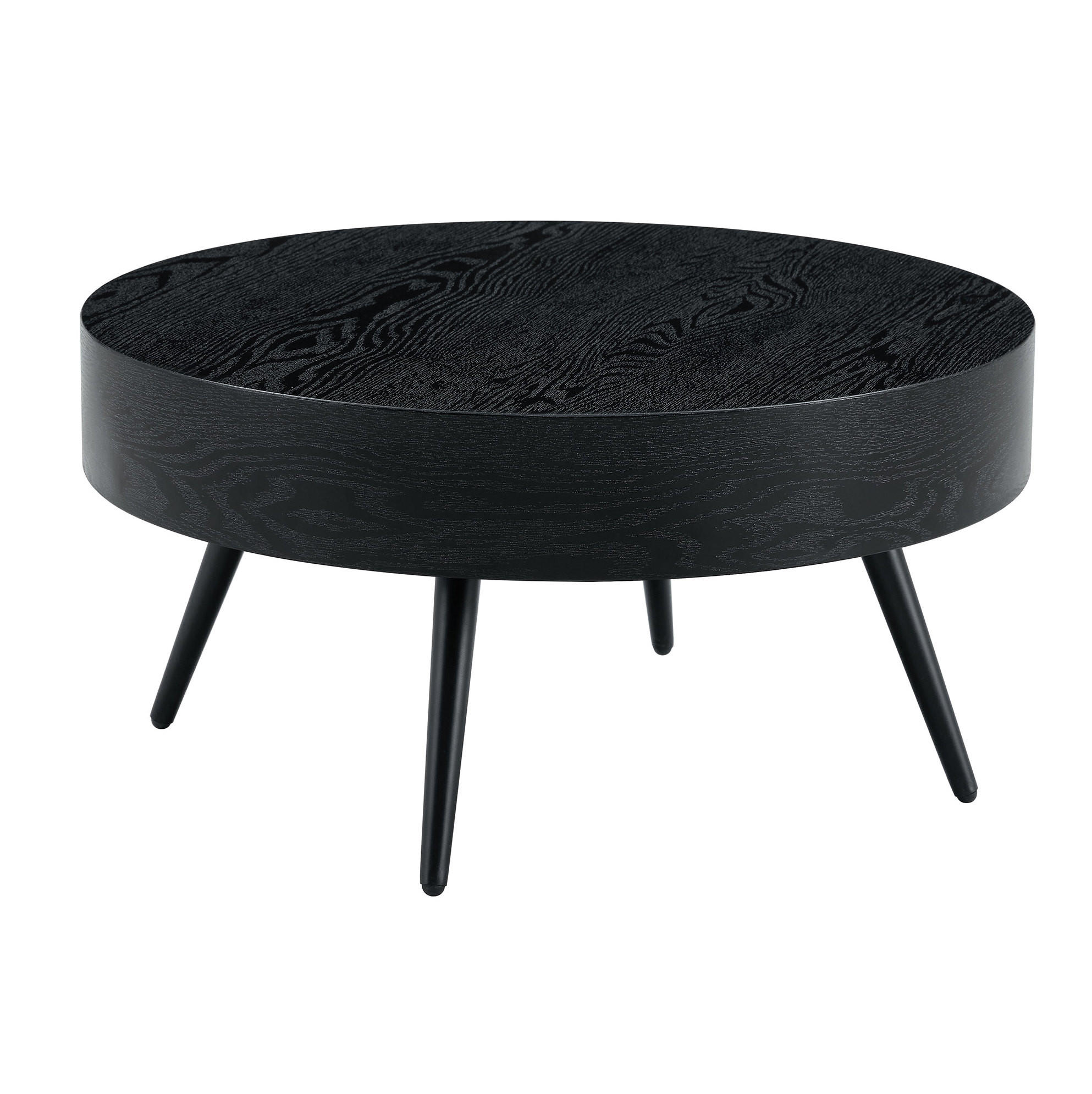KONFERENČNÍ stolek, průměr 70 cm černá, MDF a kov - černá, kompozitní dřevo (70/70/35.5cm) - BEAOK