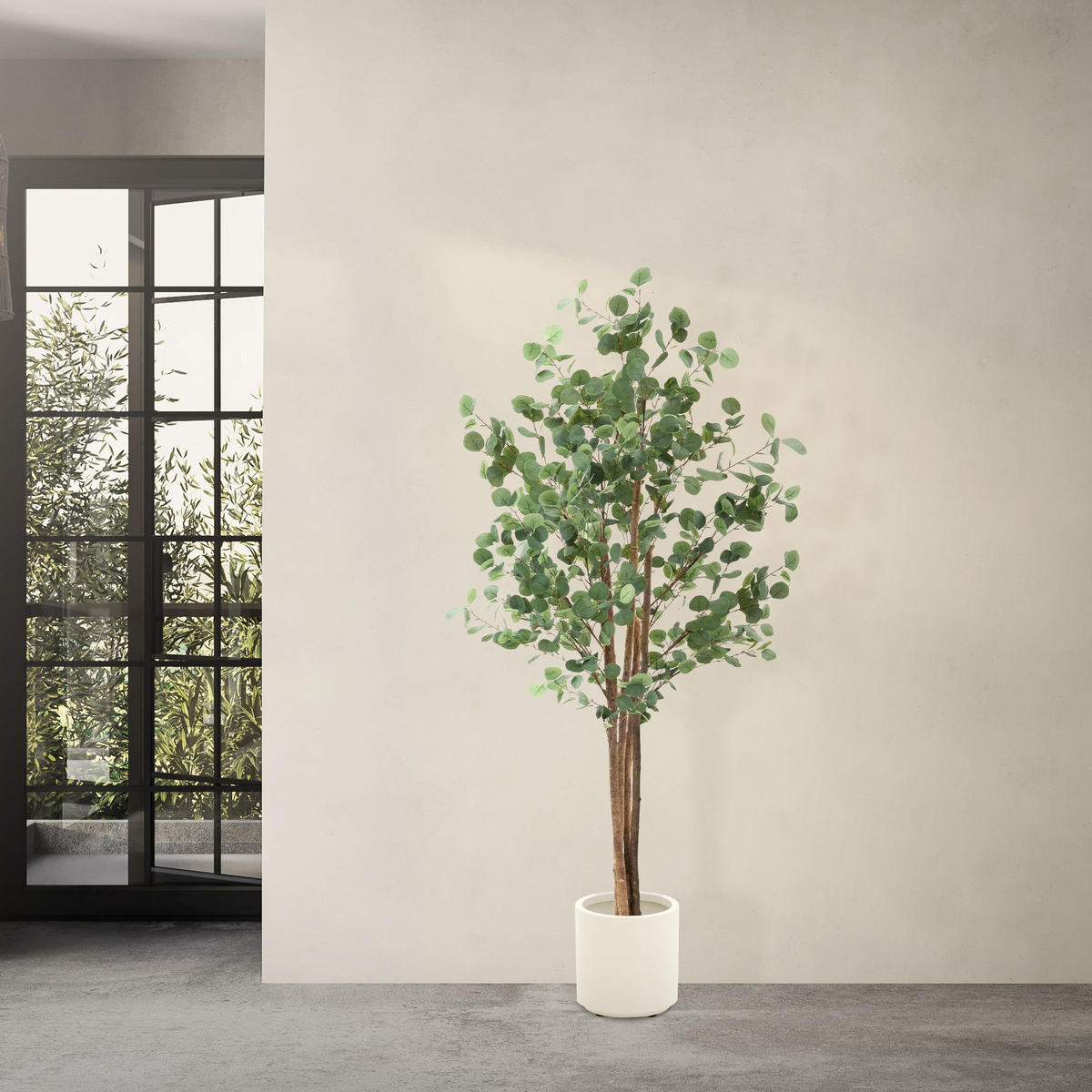 KUNSTPFLANZE Eukalyptus - Anthrazit/Grün, Holz/Kunststoff (180cm) - ML-DESIGN