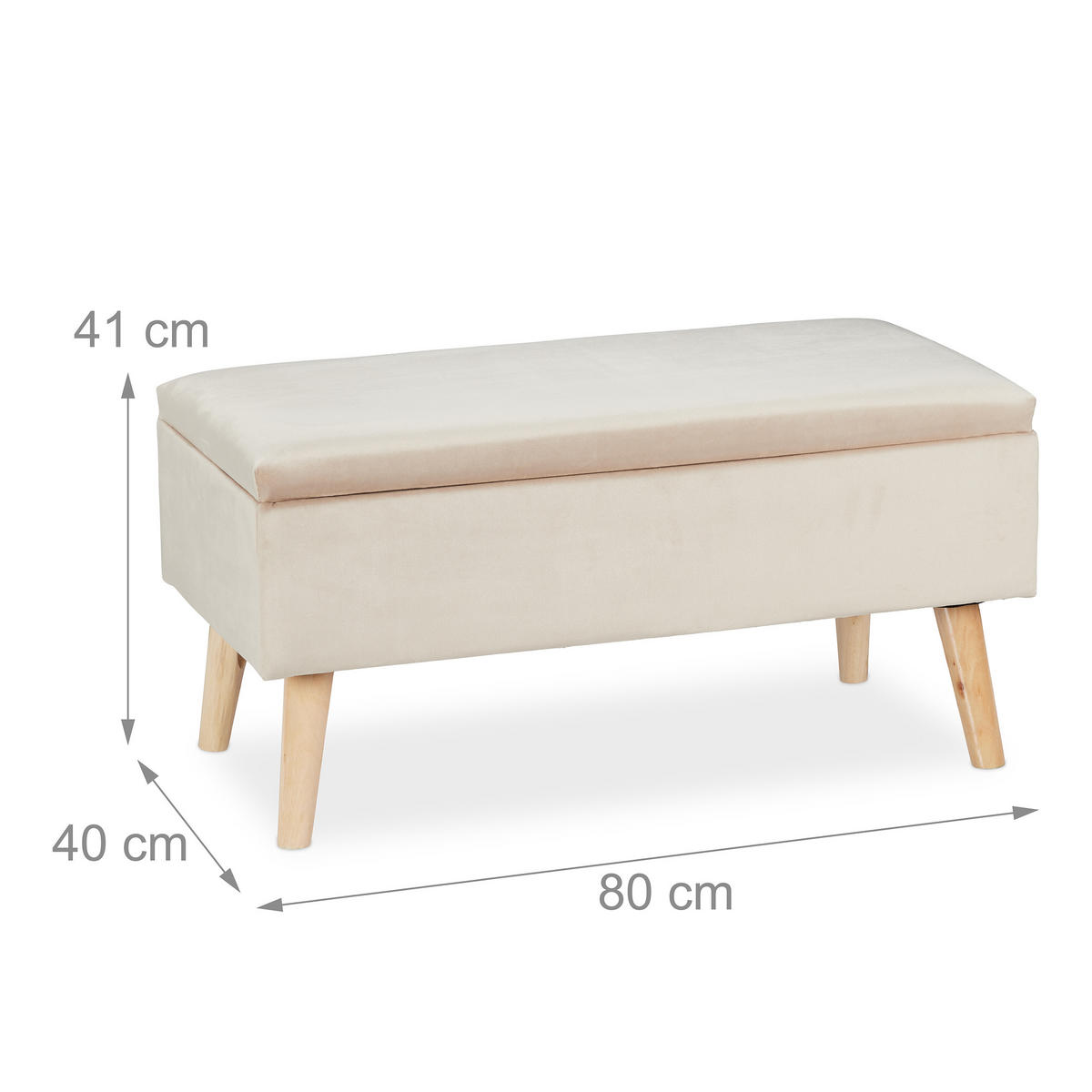 SITZBANK - Creme, Holz/Holzwerkstoff (80/41/40cm) - Relaxdays