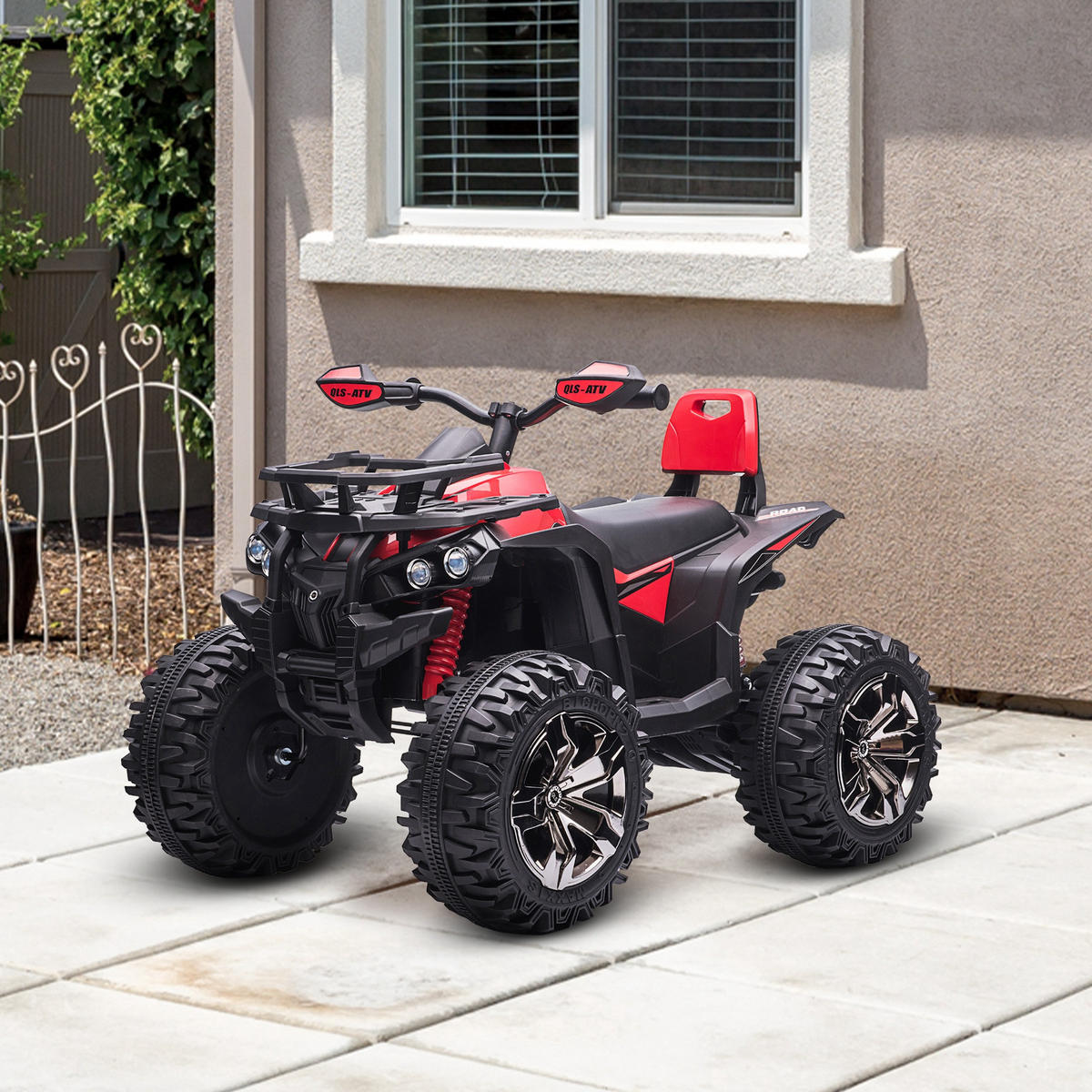 ELEKTRO-QUAD Kinderquad mit Scheinwerfer, Kindermotorrad mit USB-Anschluss, Rot - Rot, Metall (100/65/73cm) - HOMCOM