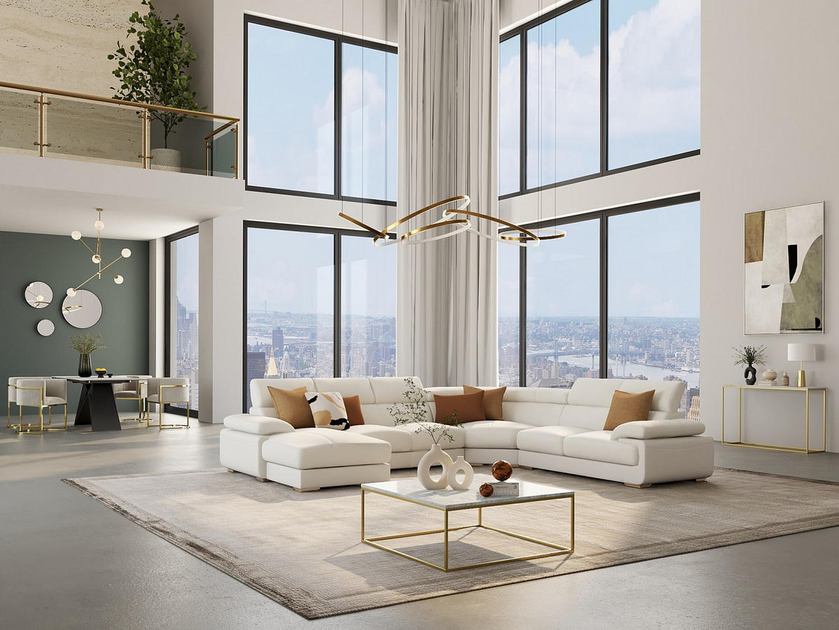 COUCHTISCH Design - Marmor & Metall - Goldfarben & Weiß - ARETHA - Weiß, Stein (90/90/35cm) - Pascal Morabito