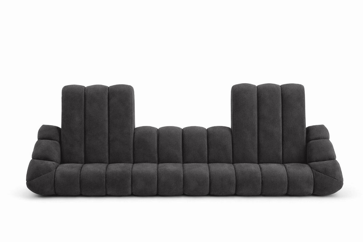 ECKSOFA Modulare U-Form, Veloursstoff Bluvel, Schwarz, CROISSANT U XL - Schwarz, Holz (448/72/190cm) - Kaiser Möbel
