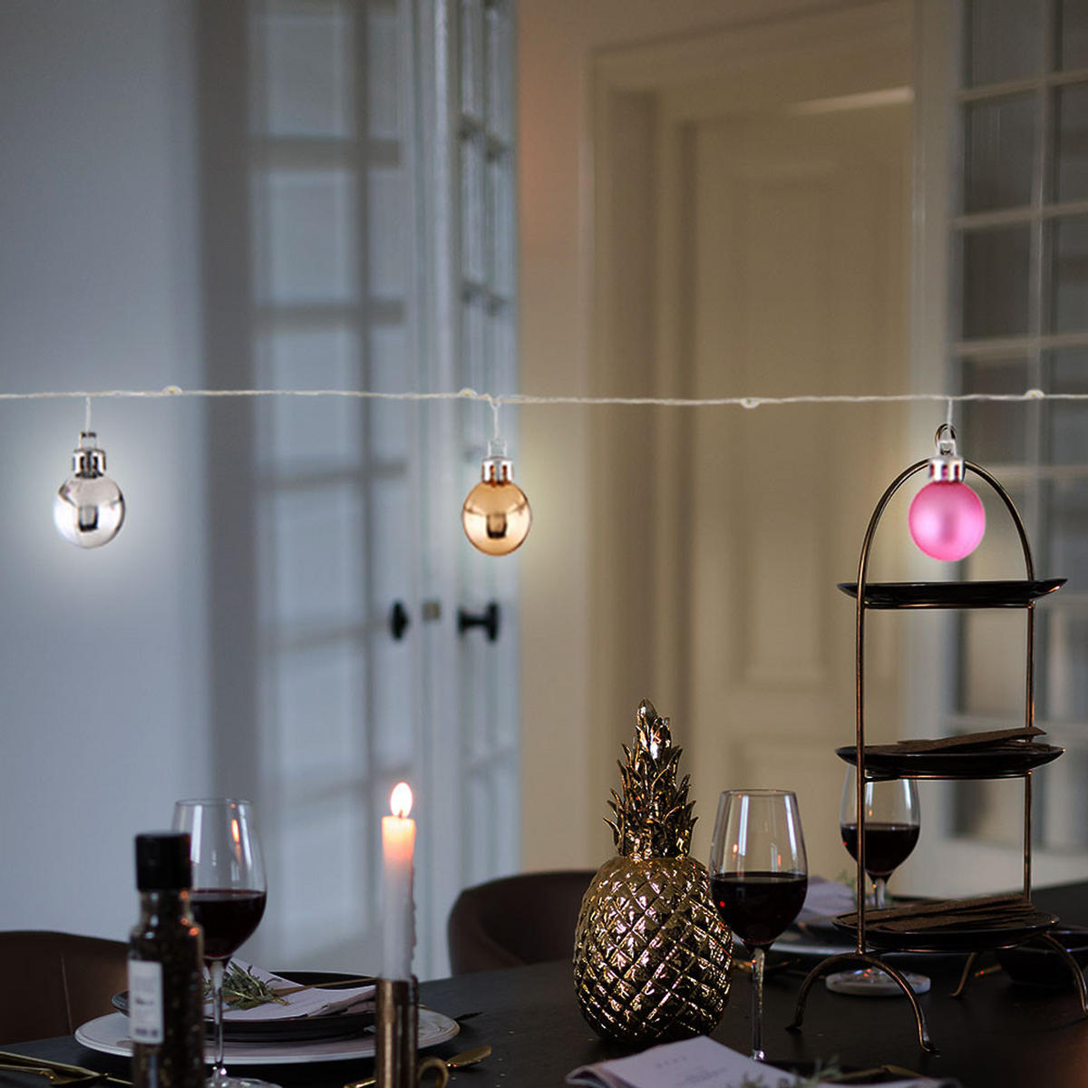 LED LICHTERKETTE Metall Bunt - Multicolor, Metall (220/2.5/2.6cm) - Globo Lighting