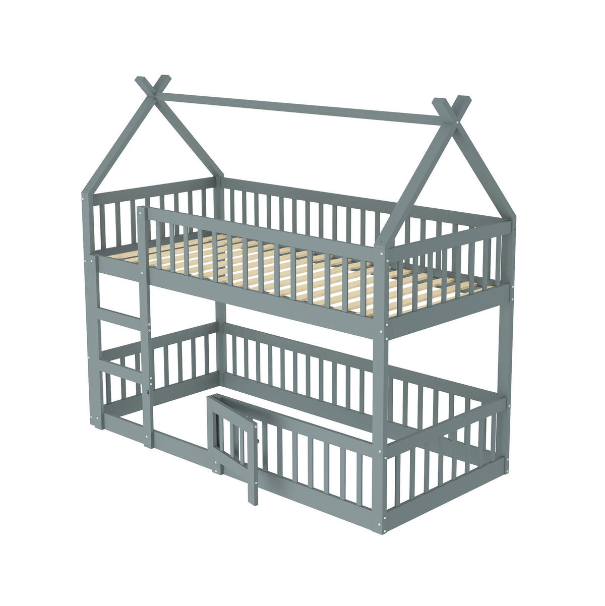 ETAGENBETT 90/200 cm Grau mit Treppe - Grau, Holz (90/200cm) - MIVRAY