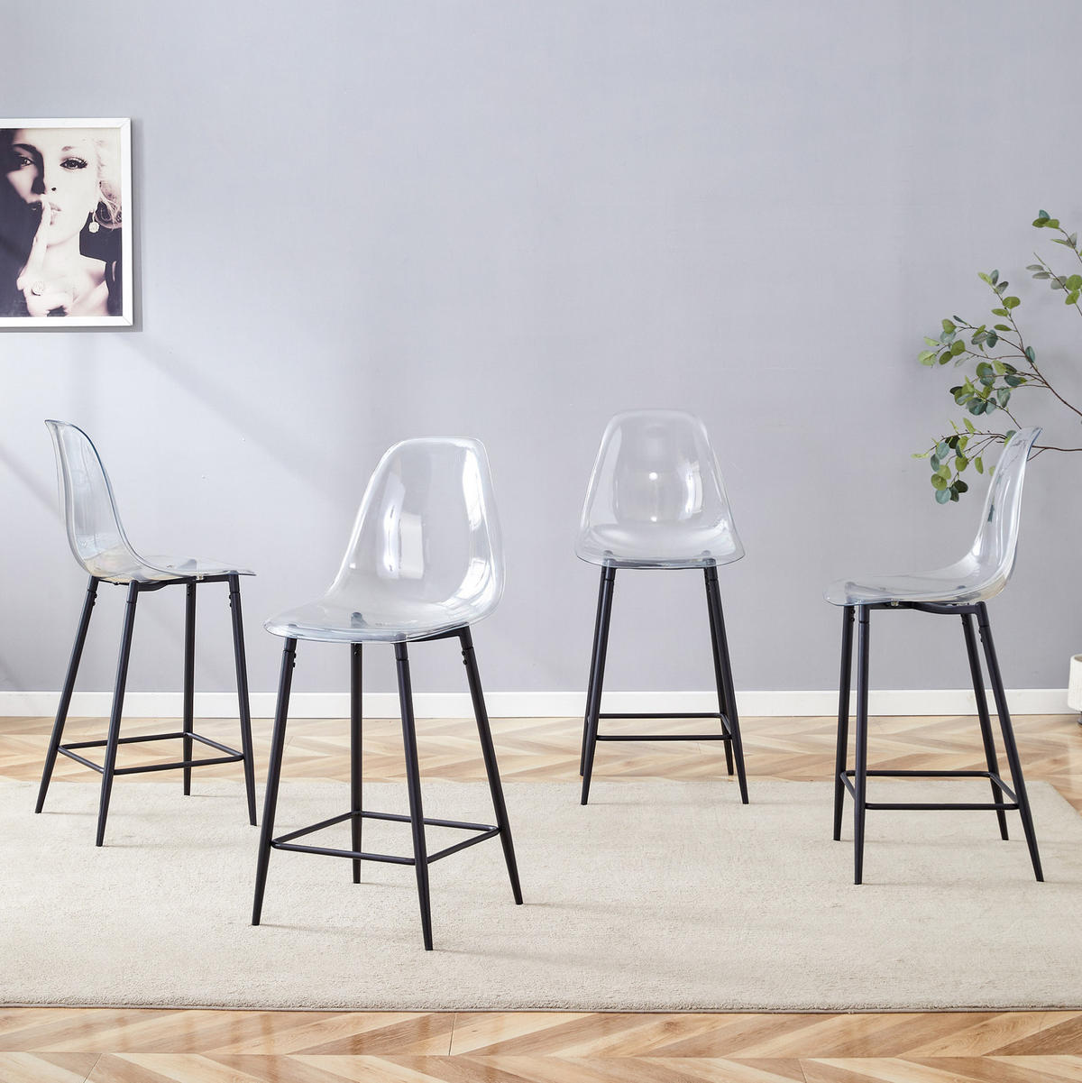 BARHOCKER 68,5/48/47 cm Schwarz mit transparentem Kunststoffsitz - Schwarz, Kunststoff (45/102/51cm) - MIVRAY