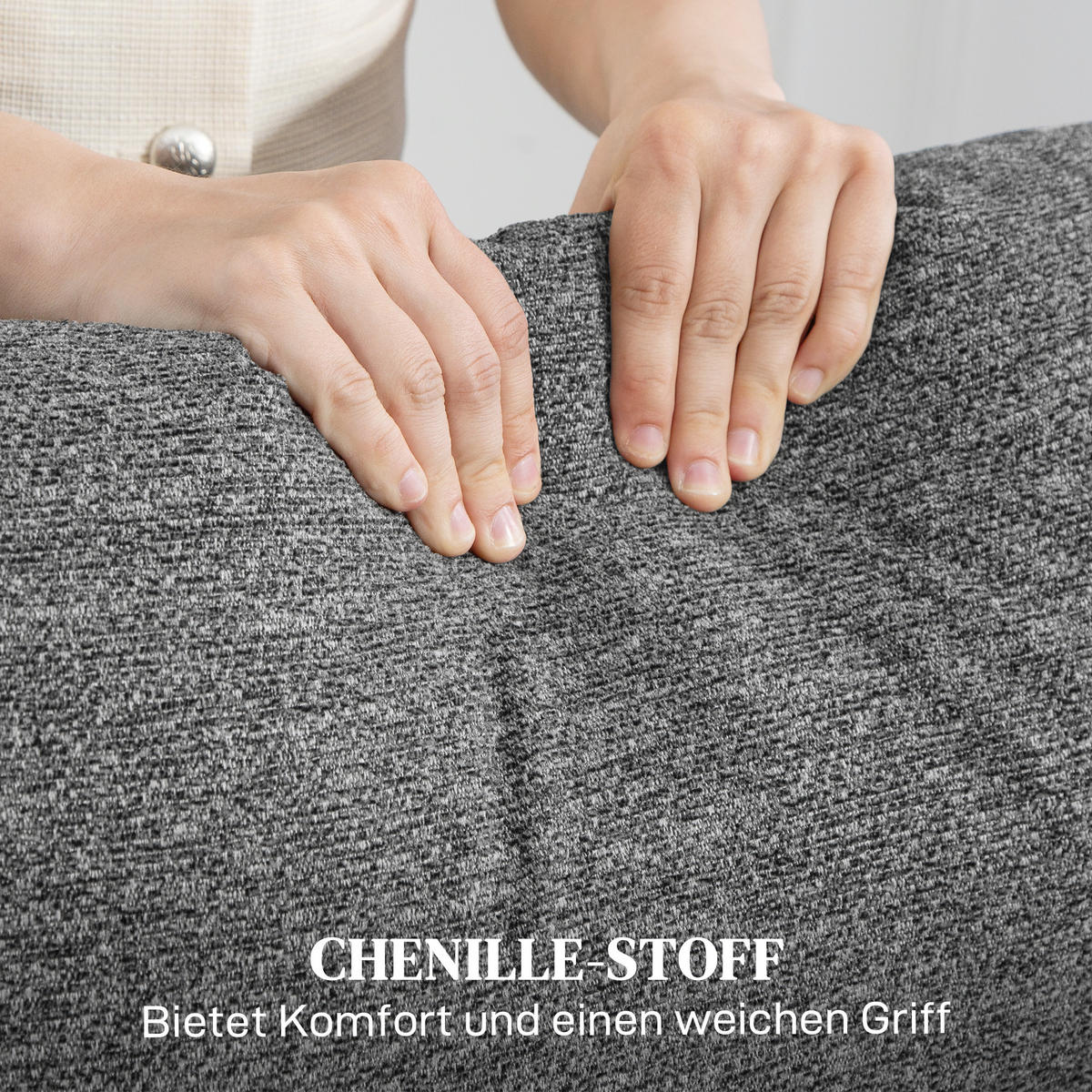 2-SITZER Relaxsessel Fernsehsessel Liegesessel mit Liegefunktion Chenille-Optik - Schwarz/Grau, Textil/Metall (91/98/114cm) - HOMCOM