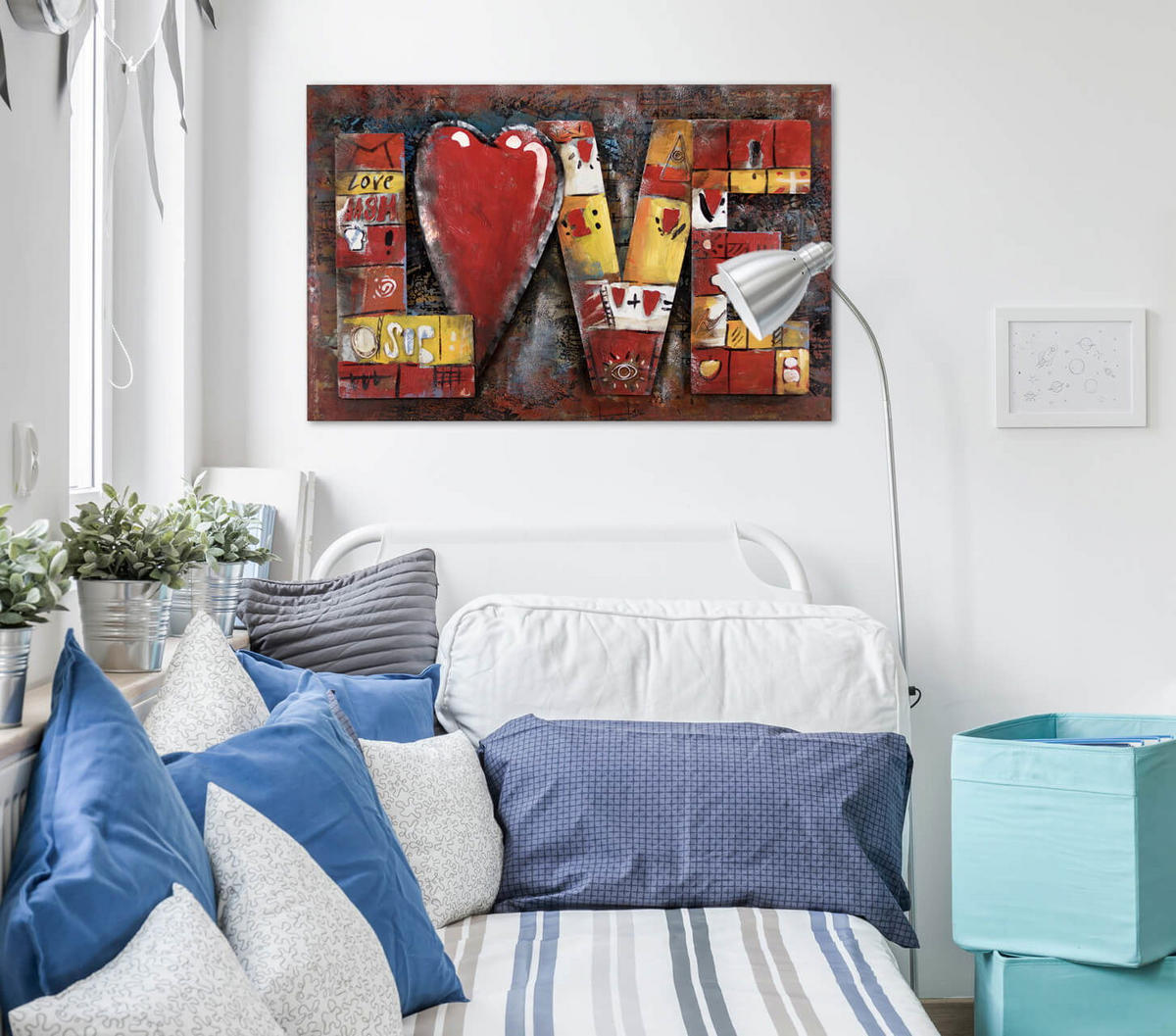 METALLBILD Rot 90/60 cm - Rot, Metall (4.5/60cm) - KUNSTLOFT