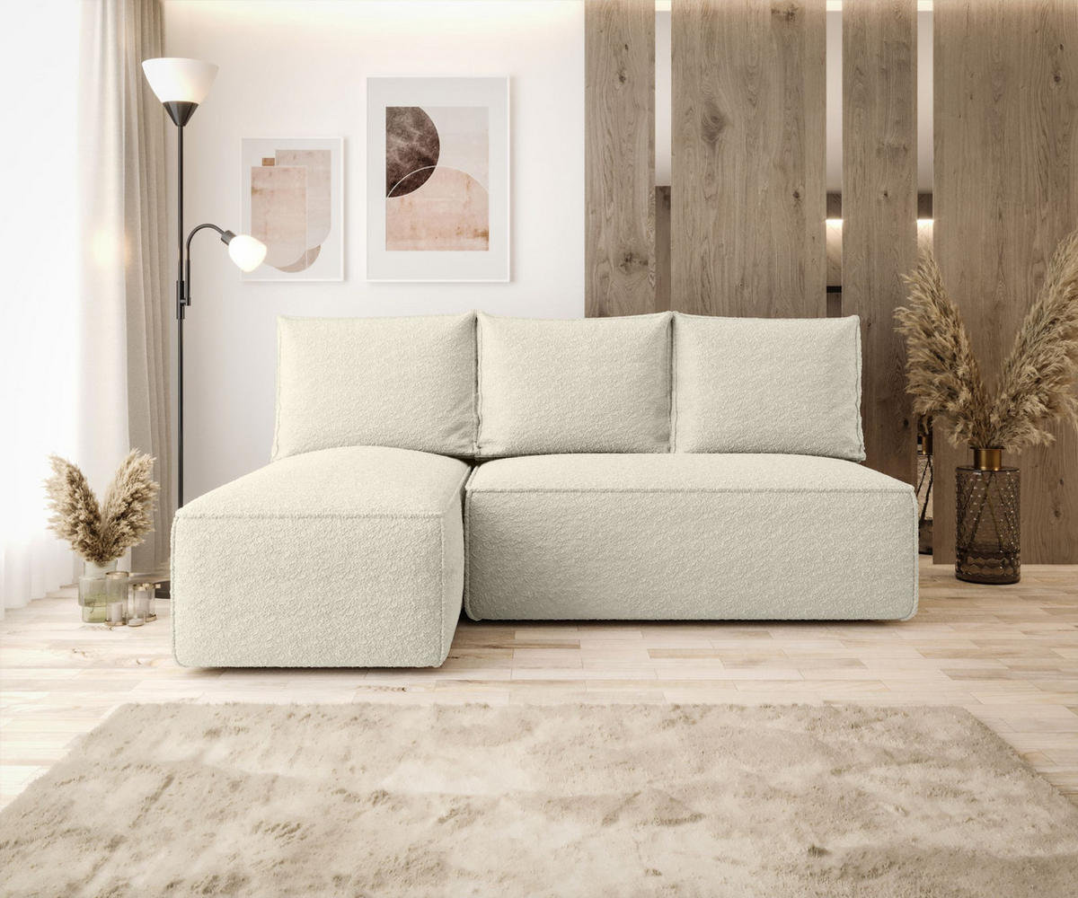 ECKSOFA mit Schlaffunktion SAVIO MINI Quelle 03 Links - Beige, Textil (200/140cm) - Bedante