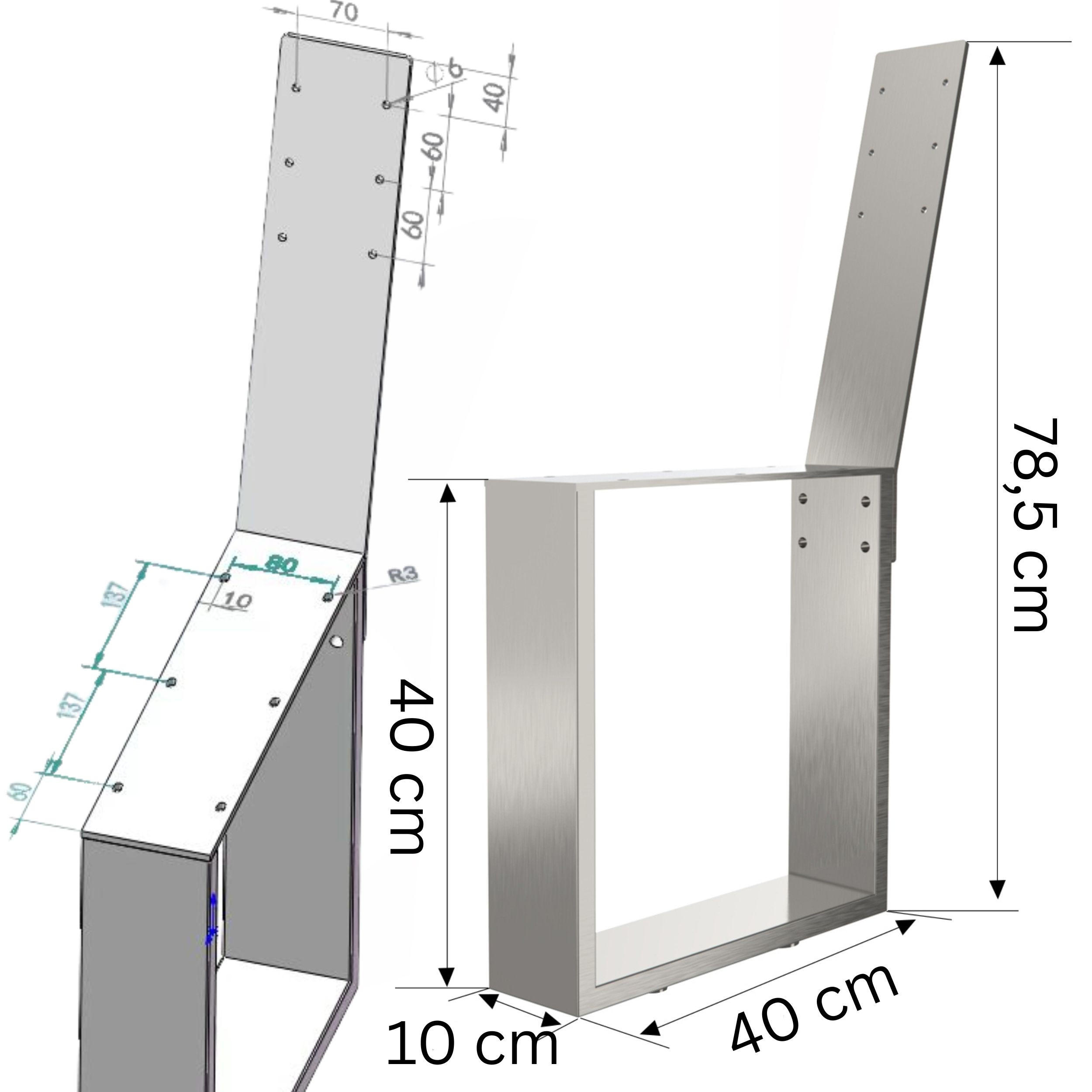 BANKGESTELL mit Lehne 2x aus Edelstahl Silber Bankbeine - Silberfarben, Metall (10/78.5/40cm) - DanDiBo